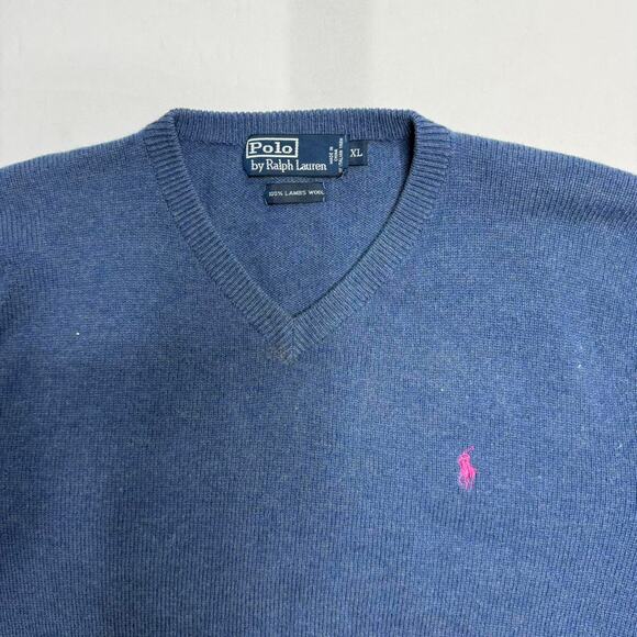 Polo Ralph Lauren Blue V-Neck Sweater Size XL - Picture 3 of 5